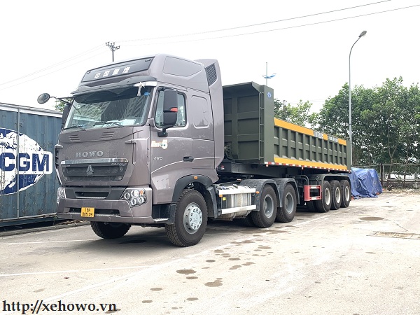 Đầu kéo howo kết hợp moóc ben vuông
